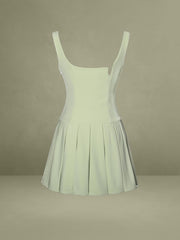 Tala Pistachio Green Sleeveless Pleated Preppy Mini Dress