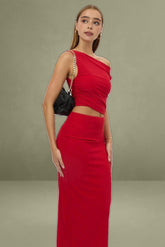 Red Bodycon Dress Maxi Mesh