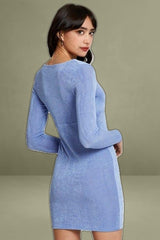 Blue Bodycon Dress Long Sleeve