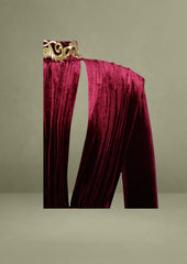 Burgundy Cutout High Slit Velvet Dress