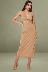 Gold Midi Dress Sleeveless