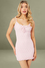 Pink Bodycon Dress Singlet Lace Mini