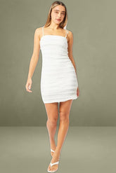 White Bodycon Dress Textured Mini