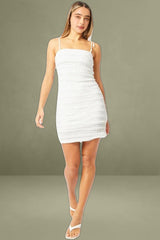 White Bodycon Dress Textured Mini