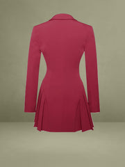 Delia Burgundy Blazer Dress with Pleated Detail