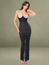 Jimena Crystal Embellished Back Slit Maxi Dress