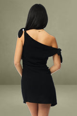 Black Bodycon Dress Tie Up Shoulder