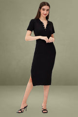 Black Bodycon Dress Short Sleeve Mini Knit