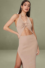 Beige Midi Dress Knit