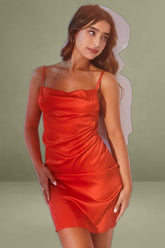 Red Cowl Neck Mini Dress