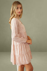 Print Long Sleeve Skater Dress