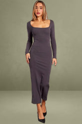 Grey Bodycon Dress Long Sleeve