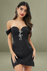 Black Diamond Bow Sweetheart Neckline Corset Dress
