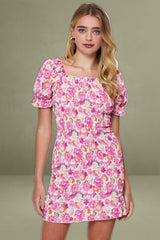Print Mini Dress Short Sleeve