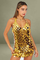 Gold Disc Sequin Bodycon Dress