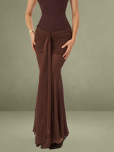 Espresso Sweetheart Draped Mesh Mermaid Maxi Dress