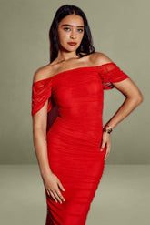 Red Mesh Bodycon Dress