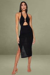 Black Midi Dress Slinky Jersey