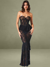 Quennell Black Lace Corset Maxi Dress