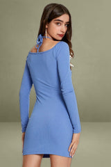 Blue Bodycon Dress Halter Neck