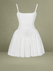 Kadi White Cotton Drop Waist Corset Mini Dress