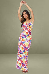Multi Floral Maxi Dress Slip Cami Watercolour Print