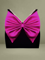 Flore Black Crystal Straps Backless Gown With Bow