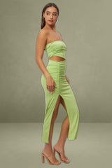 Green One-Shoulder Maxi Bodycon Dress