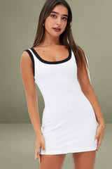 White Bodycon Dress Sleeveless Mini Rib Jersey