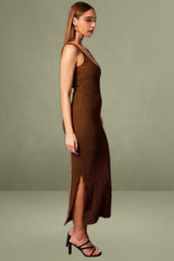 Brown Bodycon Dress Sleeveless Textured