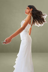 Freddie White Lace Satin Maxi Corset Dress