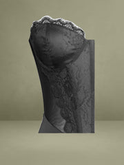 Talia Black Satin Lace Corset Maxi Dress