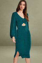 Green Slinky Jersey Cut Out Dress