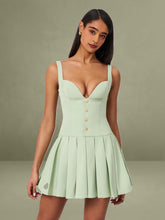 Tala Pistachio Green Sleeveless Pleated Preppy Mini Dress