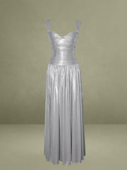 Palmer Silver Glitter Drop Waist Maxi Dress