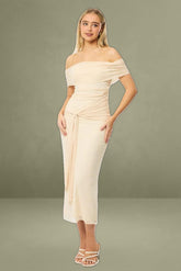 White Bodycon Dress Off Shoulder Mesh