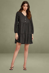 Printed Mini Dress with Long Sleeves