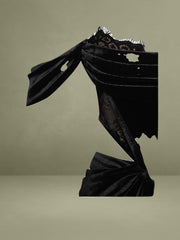 Quintessa Black Lace Velvet Corset Off Shoulder Gown