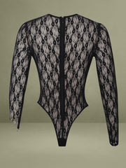 Black Lace Long Sleeve Bodysuit