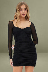 Black Bodycon Dress Corset Detail Mesh