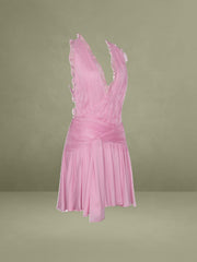 Odelle Tulip Pink Crinkle Chiffon Wrap Dress