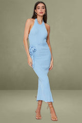 Blue Bodycon Dress Maxi Knit