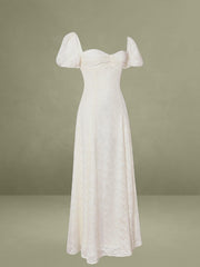 Pandora White Bubble Sleeve Backless Maxi Dress