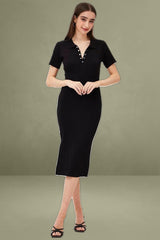 Black Bodycon Dress Short Sleeve Mini Knit