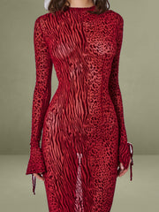 Waylynn Burnout Velvet Detail Mesh Backless Maxi Dress