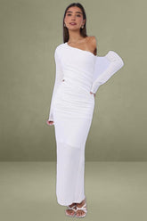 White Textured Midi Bodycon Dress