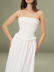 Quadiya Smock Top Strapless Drop Waist Midi Dress