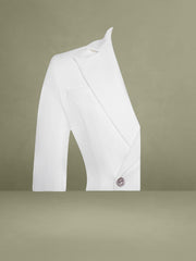 Quilla White Feather Crystal Sleeve Backless Blazer Dress