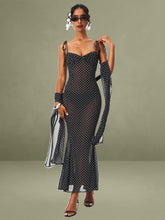 Black Base Polka Dot Chiffon Maxi Dress