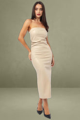 Beige Bodycon Dress Midi